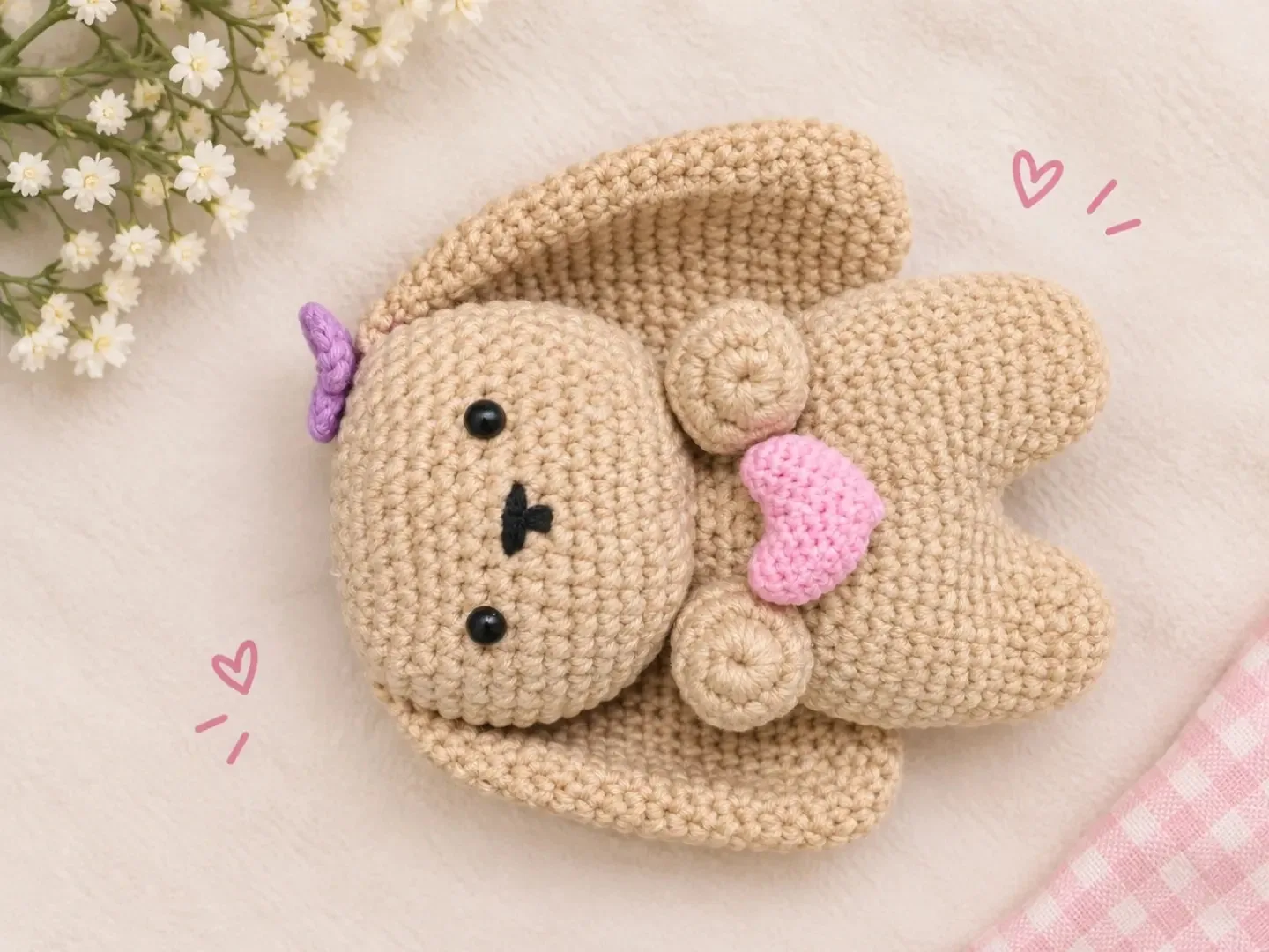 Sleepy Bunny with a Heart