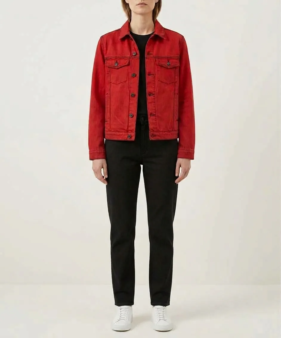 Red Denim Trucker Jacket