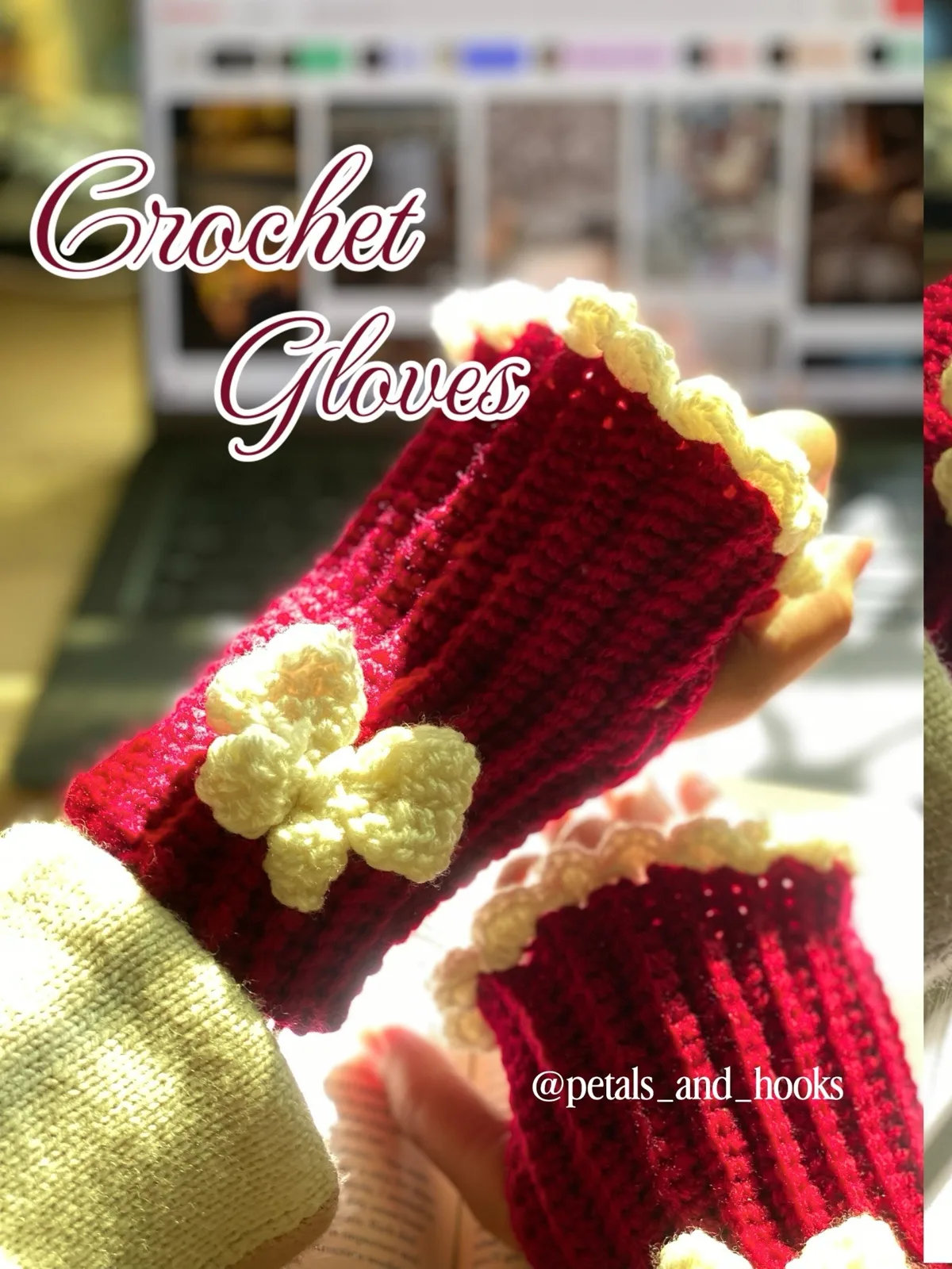 Petals and Hooks Bow Cuff Gloves