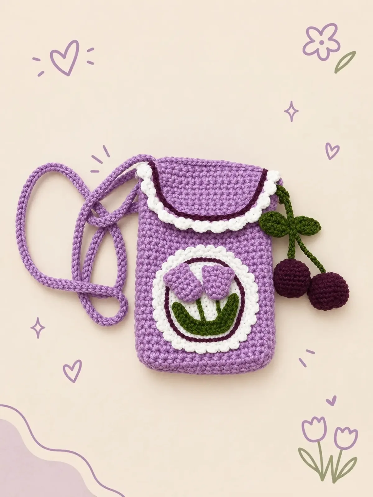 Lilac Cherry Phone Pouch